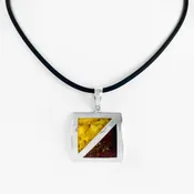 Amber Diagonal Silver Pendant