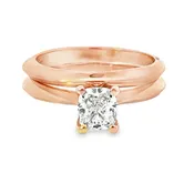 14K Rosé Gold Natural Cushion Diamond Solitaire Engagement Ring (1.0ct)