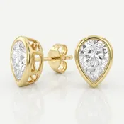 2.00ctw Pear Shape Diamond Lab Grown Bezel Set Stud Earrings
