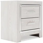 24-Inch Pearl-White Nightstand with USB and Wireless Charging