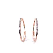 14K Rose Gold Diamond Hoop Earrings