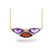 14KT Gold Amethyst & Garnet Necklace