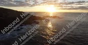 Sunrise with Waves Breaking Gently on Rocky Coast – Shores at Cape Neddick Lighthouse, Maine, USA