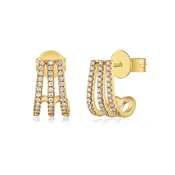 3 Row Diamond J Hoop Earring