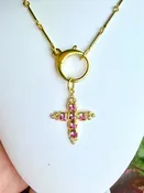 14kt 2.08ct Square Pink Sapphire & .12ct Cross Pendant P17658DPS