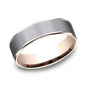 Ammara Stone The Rembrandt 6.5mm 14K Rose Gold and Gray Tantalum Wedding Band