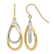 10K White & Yellow Gold Polished Drop Dangle Earrings 10LE351