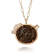 Ancient Roman Coin &amp; Diamond Necklace