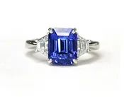 5ct Emerald Cut Sapphire and Diamond Ring