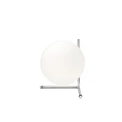 IC Lights T2 by Flos | Chrome Table Lamp with Blown Opal Glass Globe Diffuser — Design Warehouse