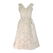 Hattie Carnegie embroidered & beaded ivory silk cocktail dress 1950s