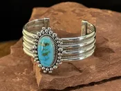 Turquoise Sterling Silver Cuff By Artie Yellowhorse — The Naja