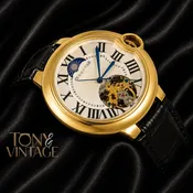 Ballon Bleu Tourbillon Watch in Rose Gold With Black Leather Strap