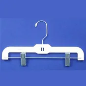 100 White 14 in Skirt-Pant Hangers with Metal Clips