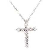 14K White Gold Diamond Cross Necklace