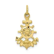 10k Diamond-cut Anchor with Wheel Charm Pendant