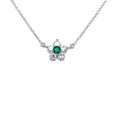 0.23tcw Natural Diamond & Emerald Classic Daisy Pendant Necklace 14K White Gold