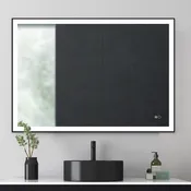 COLINE 40" x 24" Rectangular Black Metal Framed LED Ghost Mirror