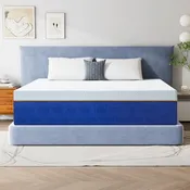 10 Inch Queen Memory Foam Mattress, Cooling Gel Infused Medium Firm Support Mattress for Kids and Adults, Breathable Pressure Relief, Fiberglass Free, 75''L x 54''W, Blue