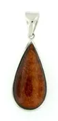 Sterling Silver Hawaiian Koa Wood Large Teardrop Pendant