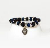 Beaded Bracelet Black/Navy Leather