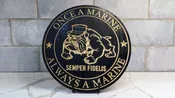 Marine Corps Wood Sign – Engraved Devil Dog Design