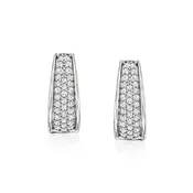 1.00 ct. t.w. Pave Diamond Hoop Earrings in Sterling Silver. 3/4"