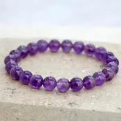 Amethyst Stone Quartz Elastic Beaded Bracelet