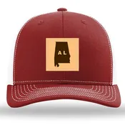 Alabama Outline Rectangle Leather Patch Cardinal/White Richardson 112 Snapback Trucker Hat Lost Wando Outfitters