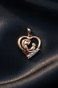 10K Rose Gold Diamond Mother & Baby Heart Pendant