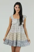 Blue Ruffle Cap Tiered Dress