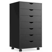 Black 7-Drawer Storage Chest with Wheels, Single-Unit