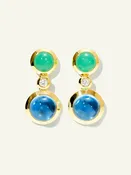 BOUTON 2 Cabochons Ohrringe in 'Lagoon' mit Diamanten