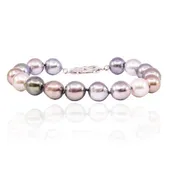 10MM MULTI-COLOR BAROQUE TAHITIAN PEARL BRACELET WITH 18K WHITE GOLD CLASP