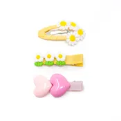 3pc Hair Clip Set – Heart & Daisy Charm