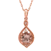 14K Rose Gold Morganite and Diamond Pendanat