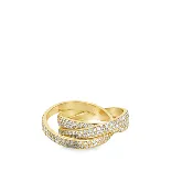 14k Yellow Gold and Diamond Three Band Ring