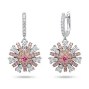 14K 0.14cttw Round Mahenge Pink Spinel 1.69 Pink & White Diamonds Drop Earrings