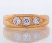 Antique Band - Antique Early 1900's 15k Rose Gold 3-Stone Diamond Band | Copper Canary Fine Jewelry