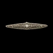 Antique 14K & Platinum Diamond Filigree Bar Pin