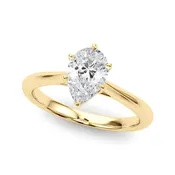 14K Yellow Gold Solitaire Pear Diamond Engagement Ring