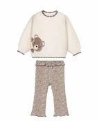 Beige Bear Sweater & animal Legging Set