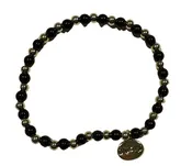 Alex Carol Jewelry 4MM Gold Ball With Glass Black Stone B23825