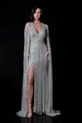 2111GL5059 Silver blush beaded dress