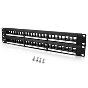 Blank 48 Port Keystone Patch Panel 2U Horizontal Unshielded Rack Mount