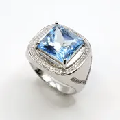 Blue Topaz & CZ Sterling Silver Ring — Gallery of Gems & Minerals