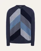 Architectural Striped Intarsia Wool Sweater