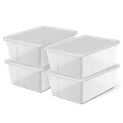 12 Qt Snaplock Clear Plastic Storage Container w/ Secure Lid, 4 Pack(Open Box)
