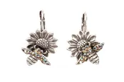 Bee on Sunflower Eurowire Earrings