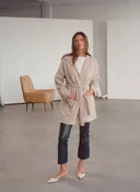 Belted Hooded Cardigan Sweater in Oatmeal Heather